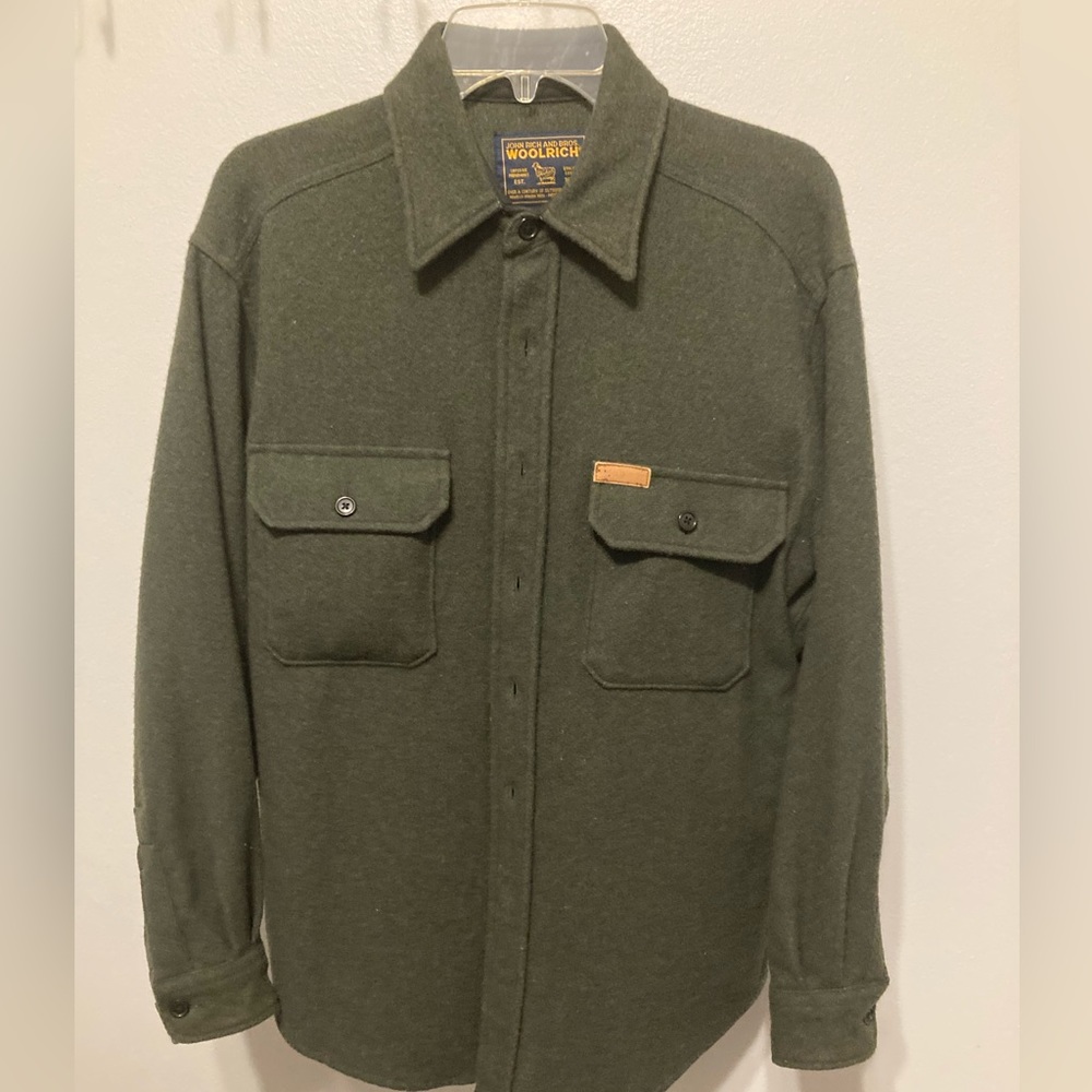 Vintage Woolrich Shirt Jac Jacket Chore Coat Flannel Wool. Medium Green.